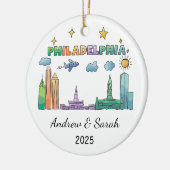 Gepersonaliseerde Skyline Philadelphia, Pennsylvan Keramisch Ornament (Links)