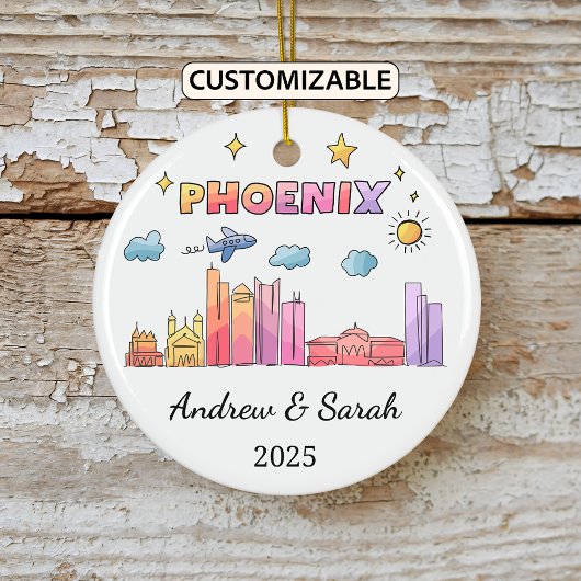 Gepersonaliseerde Skyline Phoenix Ornament, Arizon Keramisch Ornament