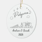 Gepersonaliseerde Skyline Podgorica Ornament, Euro Keramisch Ornament (Links)