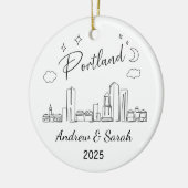 Gepersonaliseerde Skyline Portland Ornament, Orego Keramisch Ornament (Links)
