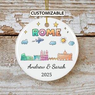Gepersonaliseerde Skyline Rome Ornament, Italië Keramisch Ornament