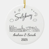 Gepersonaliseerde Skyline Salzburg Ornament, Ooste Keramisch Ornament (Voorkant)