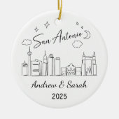 Gepersonaliseerde Skyline San Antonio Ornament, Te Keramisch Ornament (Voorkant)