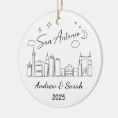 Gepersonaliseerde Skyline San Antonio Ornament, Te Keramisch Ornament (Links)