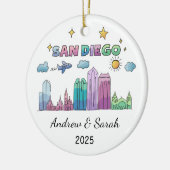 Gepersonaliseerde Skyline San Diego, Californië Keramisch Ornament (Links)