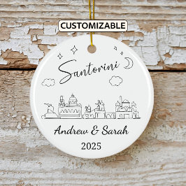 Gepersonaliseerde Skyline Santorini Ornament, Grie Keramisch Ornament