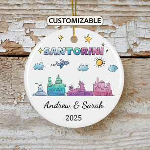 Gepersonaliseerde Skyline Santorini Ornament, Grie Keramisch Ornament