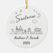 Gepersonaliseerde Skyline Santorini Ornament, Grie Keramisch Ornament (Voorkant)