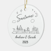 Gepersonaliseerde Skyline Santorini Ornament, Grie Keramisch Ornament (Links)