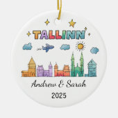 Gepersonaliseerde Skyline Tallinn Ornament, Estlan Keramisch Ornament (Voorkant)