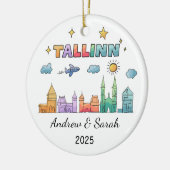Gepersonaliseerde Skyline Tallinn Ornament, Estlan Keramisch Ornament (Links)