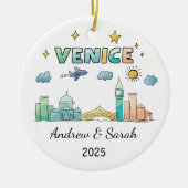 Gepersonaliseerde Skyline Venetië Ornament, Italië Keramisch Ornament (Voorkant)