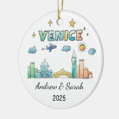 Gepersonaliseerde Skyline Venetië Ornament, Italië Keramisch Ornament (Links)