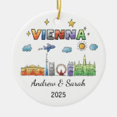 Gepersonaliseerde Skyline Vienna Ornament, Oostenr Keramisch Ornament (Voorkant)