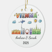 Gepersonaliseerde Skyline Vienna Ornament, Oostenr Keramisch Ornament (Links)