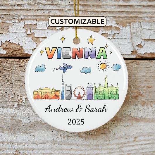 Gepersonaliseerde Skyline Vienna Ornament, Oostenr Keramisch Ornament