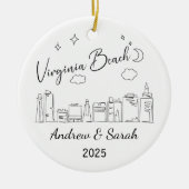 Gepersonaliseerde Skyline Virginia Beach, Virginia Keramisch Ornament (Voorkant)