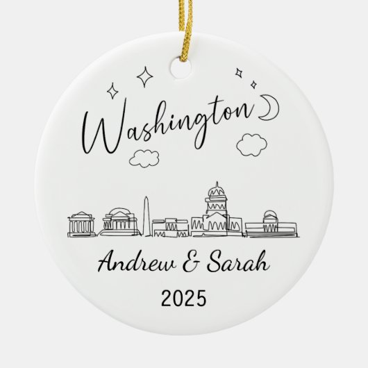 Gepersonaliseerde Skyline Washington Ornament (Voorkant)