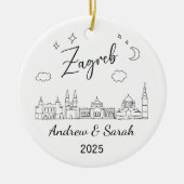 Gepersonaliseerde Skyline Zagreb Ornament, Kroatië Keramisch Ornament (Voorkant)