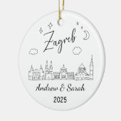 Gepersonaliseerde Skyline Zagreb Ornament, Kroatië Keramisch Ornament (Links)