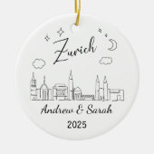 Gepersonaliseerde Skyline Zürich Ornament, Zwitser Keramisch Ornament (Voorkant)