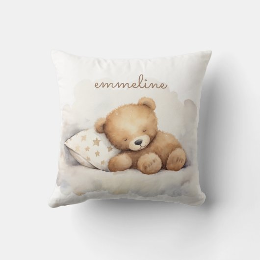 Gepersonaliseerde Slaap Teddy Bear Nursery Kussen (Achterkant)