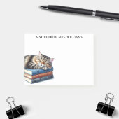 Gepersonaliseerde slaaptabby kat en boeken post-it® notes