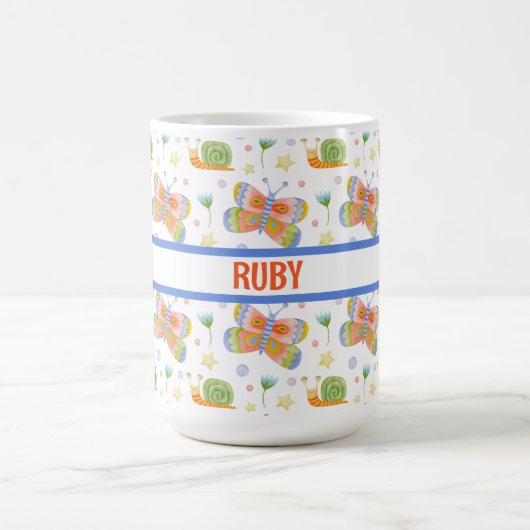Gepersonaliseerde slak en vlinder van Kind Koffiemok (Center)