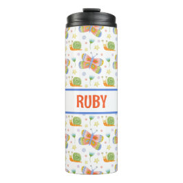 Gepersonaliseerde slak en vlinder van Kind Thermosbeker