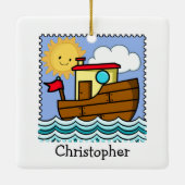 Gepersonaliseerde sleepboot keramisch ornament (Achterkant)