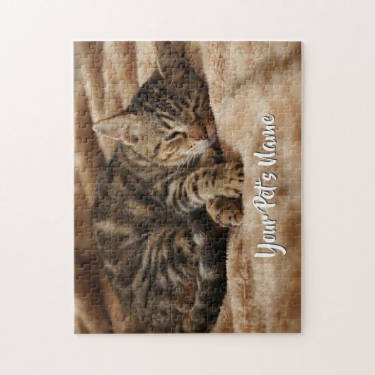 Gepersonaliseerde Sleeping Kitten Schattigee Custo Legpuzzel (Verticaal)