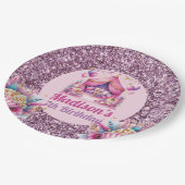 Gepersonaliseerde Sleepover Meisje Verjaardag Roze Papieren Bordje (Gekanteld)