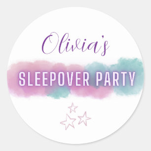 Gepersonaliseerde 'Sleepover Party'   Pastel kleur Ronde Sticker