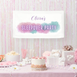 Gepersonaliseerde 'Sleepover Party'   Pastel kleur Spandoek