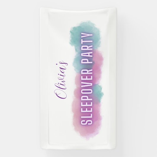 Gepersonaliseerde 'Sleepover Party' | Pastel kleur Spandoek (Verticaal)