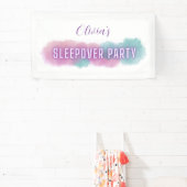 Gepersonaliseerde 'Sleepover Party' | Pastel kleur Spandoek (Insitu)