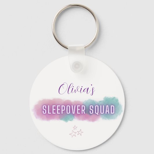Gepersonaliseerde 'Sleepover Squad' | pastel Sleutelhanger (Voorkant)