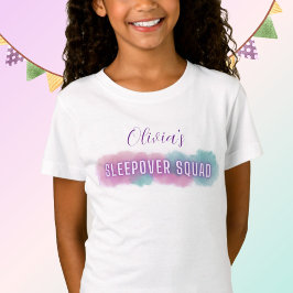 Gepersonaliseerde Sleepover Squad T-shirt | Pastel