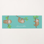 Gepersonaliseerde Sleepy Happy Sloth Schattige Yogamat (Achterkant (horizontaal))