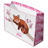 Gepersonaliseerde "Sleepy Red Panda" Cherry Blosso Groot Cadeauzakje (Achterkant Gekanteld)