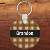 Gepersonaliseerde sleutelhanger met karamel geruit (Voorkant)