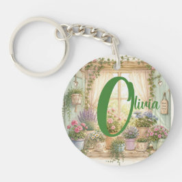 gepersonaliseerde sleutelhanger,, pastelbloemen sleutelhanger