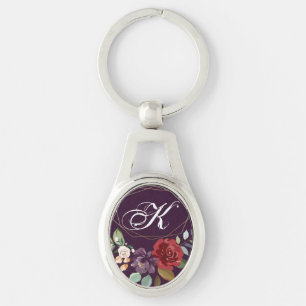 Gepersonaliseerde Sleutelhanger Plum Paarse Rozen 