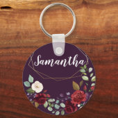 Gepersonaliseerde Sleutelhanger Plum Paarse Rozen  (Voorkant)