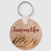 Gepersonaliseerde Sleutelhanger tarwe op Burlap Sa (Voorkant)