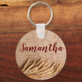 Gepersonaliseerde Sleutelhanger tarwe op Burlap Sa (Voorkant)