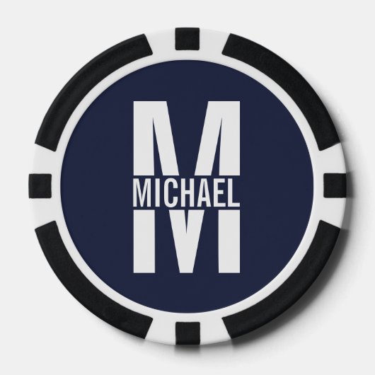 Gepersonaliseerde Sleutelhanger van het Monogram e Poker Chips (Voorkant)