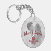 Gepersonaliseerde sleutelhanger voor koppels met r (Voorkant Links)