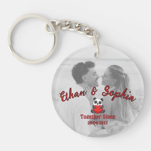 Gepersonaliseerde sleutelhanger voor koppels met r (Voorkant)