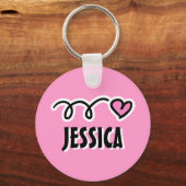 Gepersonaliseerde sleutelhanger voor meisje | Roze (Voorkant)